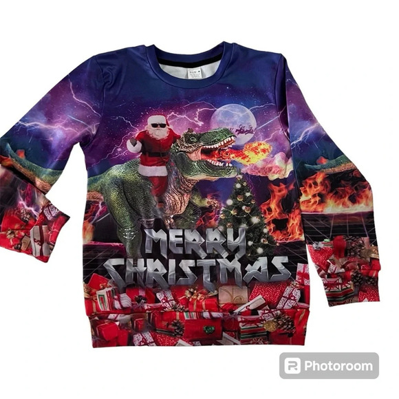 Other - Christmas sweatshirt Kids Dinosaur Santa